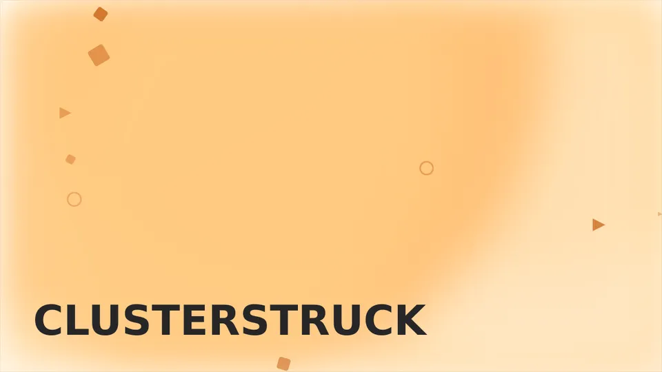 Placeholder key art for Clusterstruck — warm coral and amber shapes on a light background